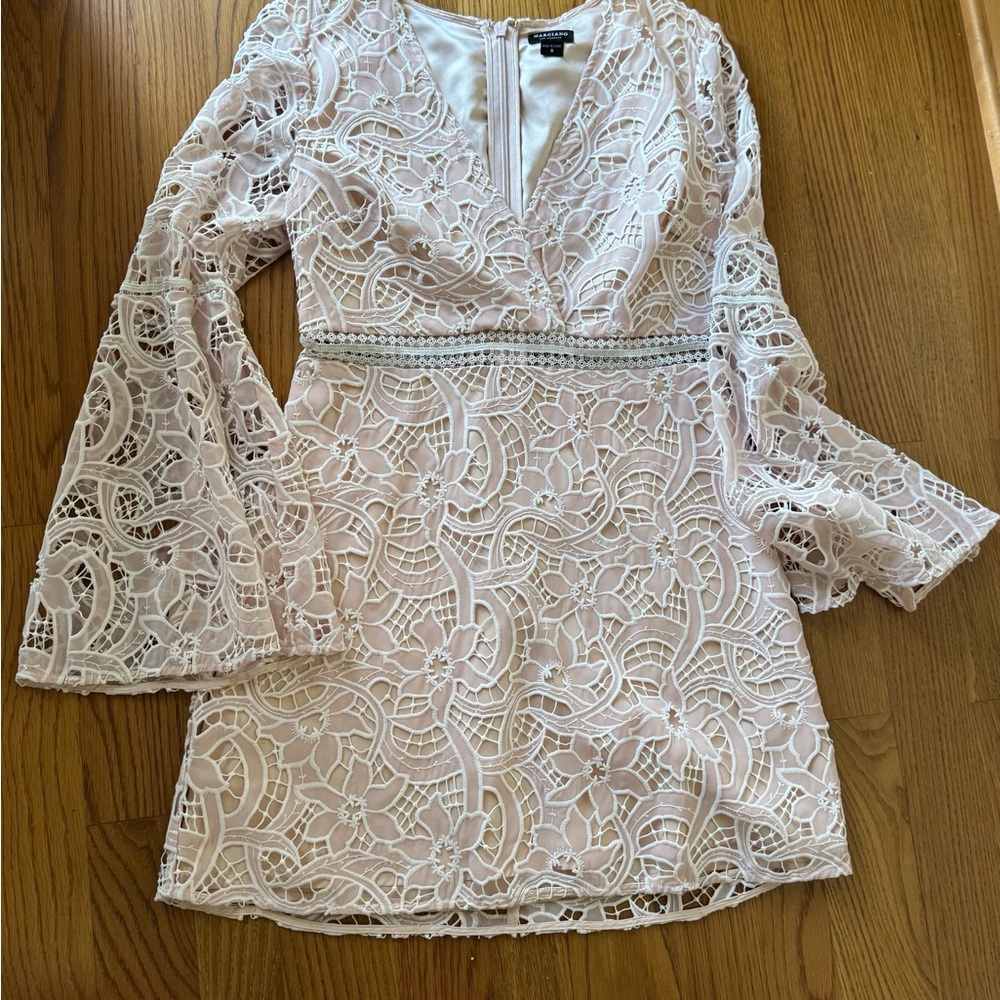 Marciano Blush Lace Long Sleeve Dress